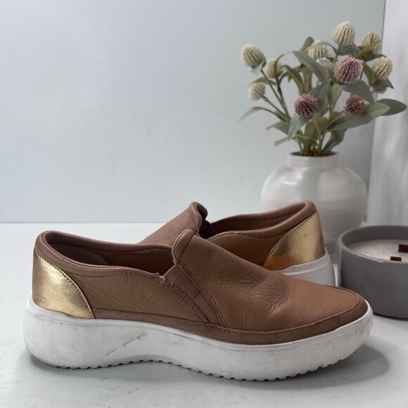 Vionic Kearny Platform Leather Slip-On Sneaker Loafer Tan Women 9M - Picture 7 of 9